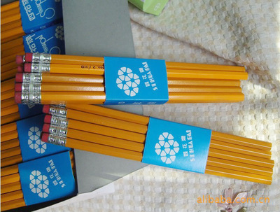 專業(yè)批發(fā)之選 四花牌普通木制帶橡皮鉛筆（黃桿）與浙江光輝文教用品義烏分公司